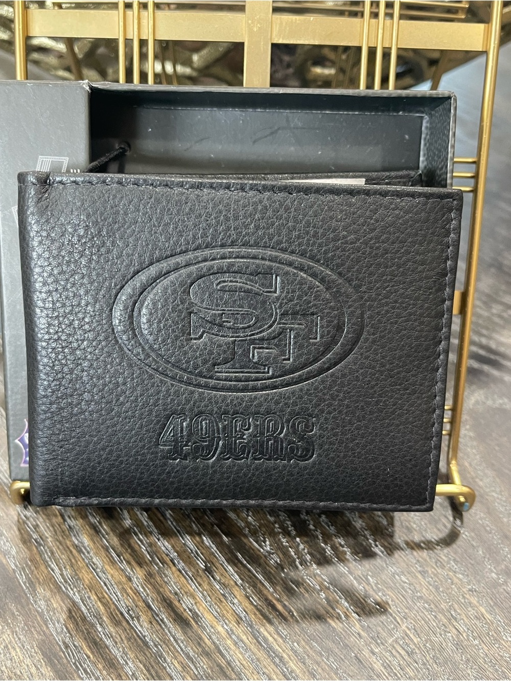 NFL Black Embossed Leather 49ers Bi-Fold Wallet